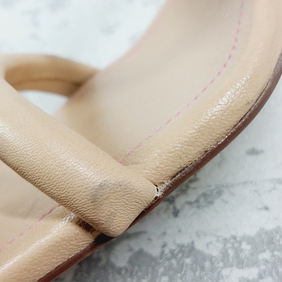 NEW Free People Straps Cream Tan Leather Slip on Block Heel Sandals W647 - Picture 13 of 16